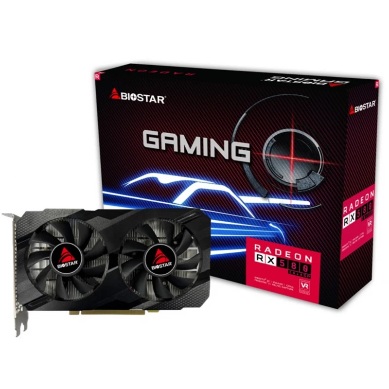 Placa video BIOSTAR BIOSTAR Gaming Radeon™ RX 580  2048SP GPU / 8GB GDDR5 256Bit 1500/7000Mhz, 1xDVI, 1xHDMI, 1xDP, Dual Fan, Unique FPS dual-heatpipe cooler design, AMD XConnect and HDR Ready, DX12&Vulcan, Radeon Freesync, 1x 6-pin, Retail (VA5815RF82)