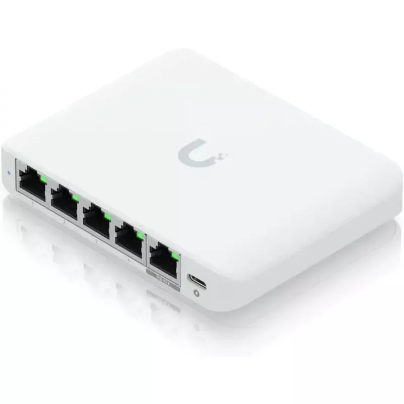Router Ubiquiti Ubiquiti UniFi Switch 5-ports (USW-Flex-2.5G-5), 5 x 2.5GbE RJ45 Ports, Powered by 802.3af/at PoE or USB Type C, Non-Blocking Throughput: 12.5 Gbps, Switching Capacity: 24 Gbps, (retelistica switch/сетевой коммутатор)
