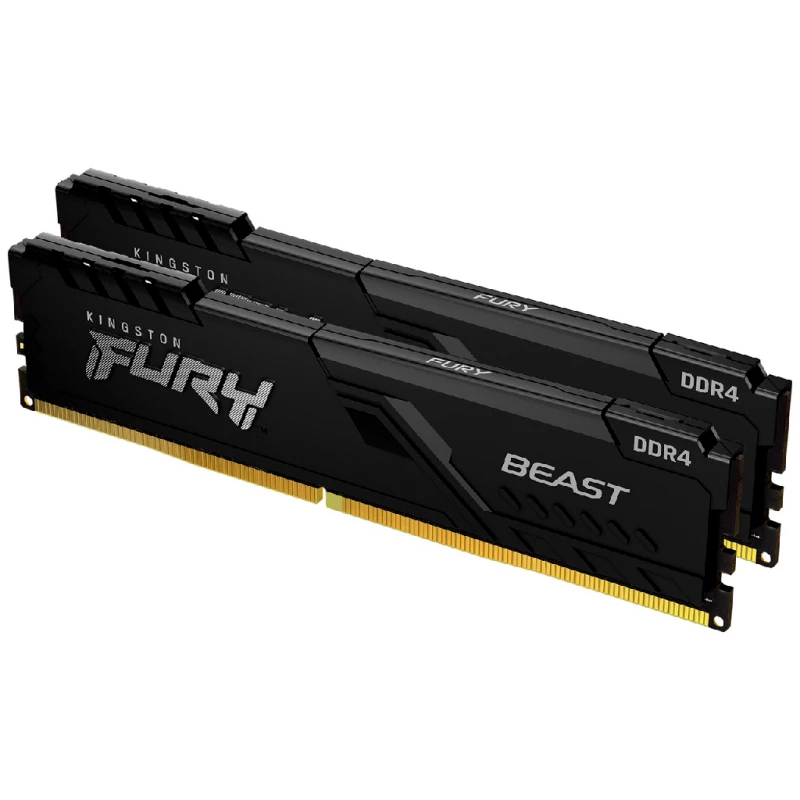 RAM KINGSTON 32GB (Kit of 2*16GB) DDR4-3200 Kingston FURY® Beast DDR4, PC25600, CL16, 1.35V, 1Gx8, Kingston's proprietary chips, Auto-overclocking, Asymmetric BLACK low-profile heat spreader, Intel XMP Ready (Extreme Memory Profiles) KF432C16BB1K2/32WP