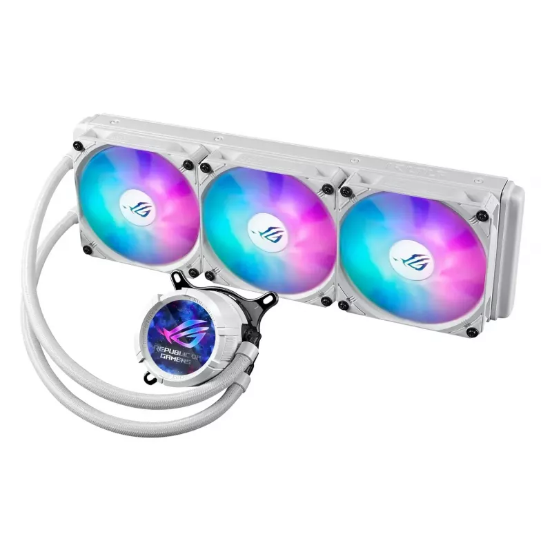Cooler universal ASUS ASUS ROG STRIX LC III 360 ARGB LCD White All-In-One CPU Liquid Cooler with LCD Display, Intel LGA 1851,1700,1200,115x, AMD AM5, AM4, ROG STRIX AF-12S ARGB Fan 3x120mm 800–2200rpm, Air Flow 70.38 CFM, 2.1" Full Color IPS LCD