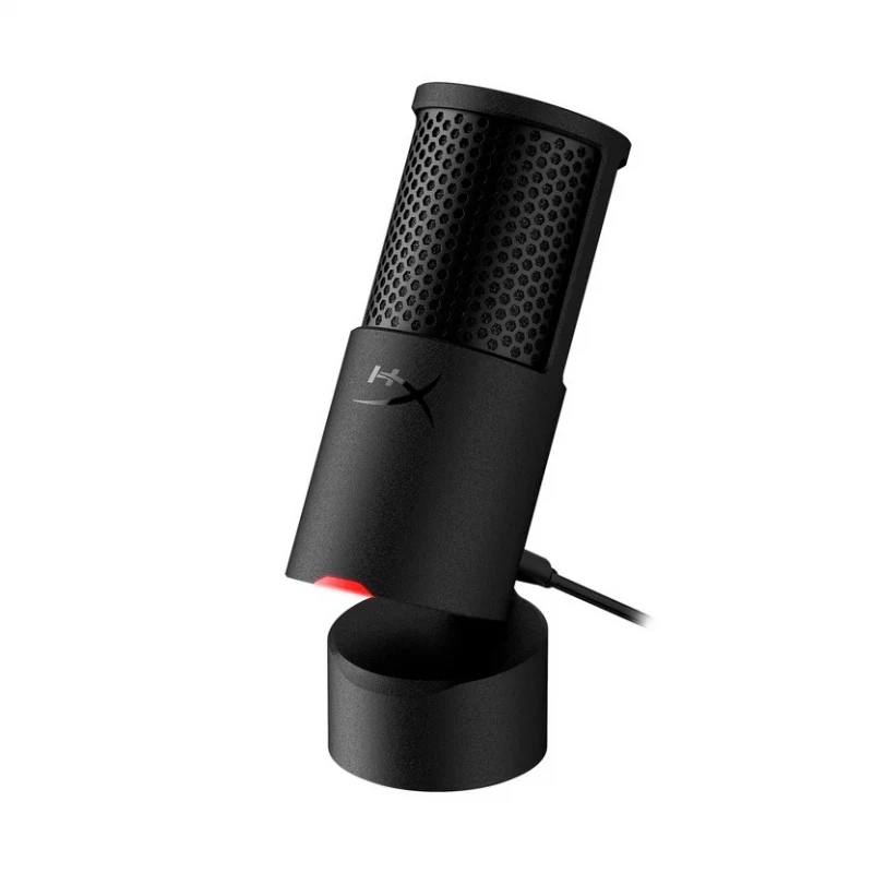 Microfon HyperX HyperX SoloCast 2, Black, Microphone for the streaming, Sampling rates: 48 / 44.1 /32 / 16 / 8 kHz, 20Hz-20kHz, Tap-to-Mute sensor with LED indicator, Flexible, Adjustable stand, Cardioid polar pattern, Boom arm and mic stand, Cable length: 2m, Black