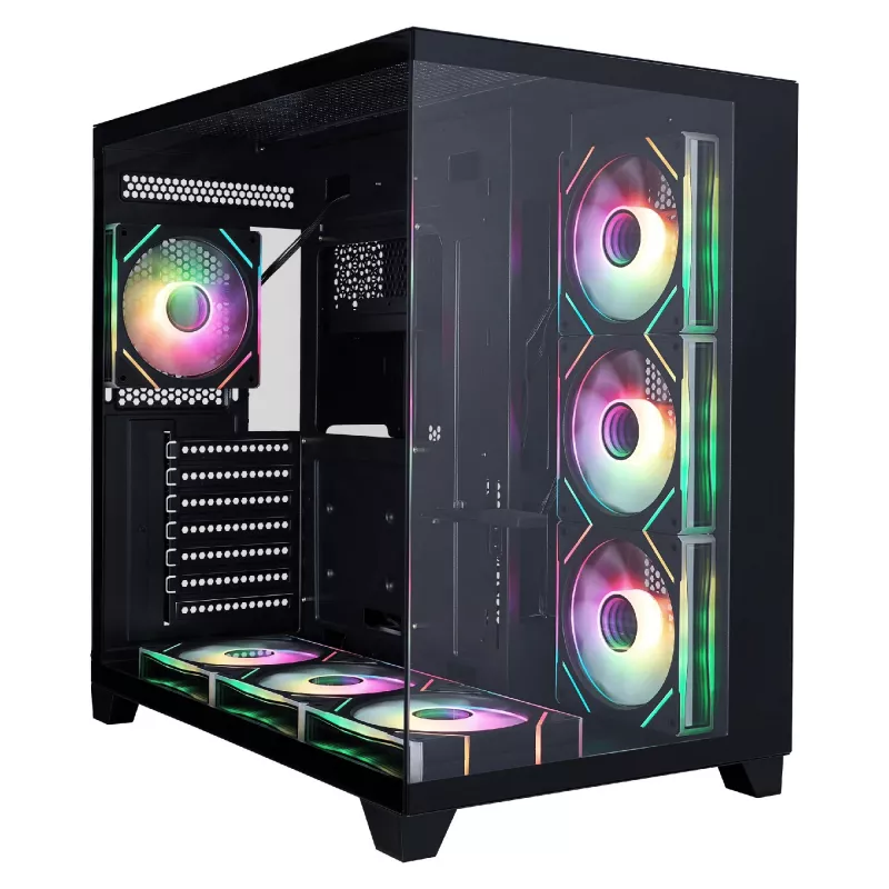 Carcasa fara PSU 1STPLAYER Case 1STPLAYER MV8-TP BLACK, ATX w/o PSU, 3mm Double-Sided tempered glass Front & Side panels, F7R ARGB fan (3 front side), F7 ARGB fan (1rear),, MB Synchro, 2x2.5”/1x3.5”, Front/Top 360mm Cooling, 0.7mm steel structure, USB 3.0*2+USB 2.0*1, HD AUDIO