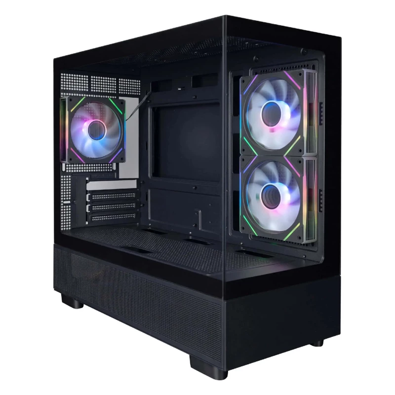 Carcasa fara PSU 1STPLAYER Case 1STPLAYER Mi5 BLACK, mATX w/o PSU, Double Sided Panoramic Glass, Mesh Hybrid Panels, FC7R ARGB fans (2Front side), FC7 ARGB fan (1rear), MB Synchro, 3.5” HDD: 1+2.5” SSD: 1, USB3.0*1+USB2.0*1+HD AUDIO, Top 360mm support, CPU H = 165mm, VGA L = 4