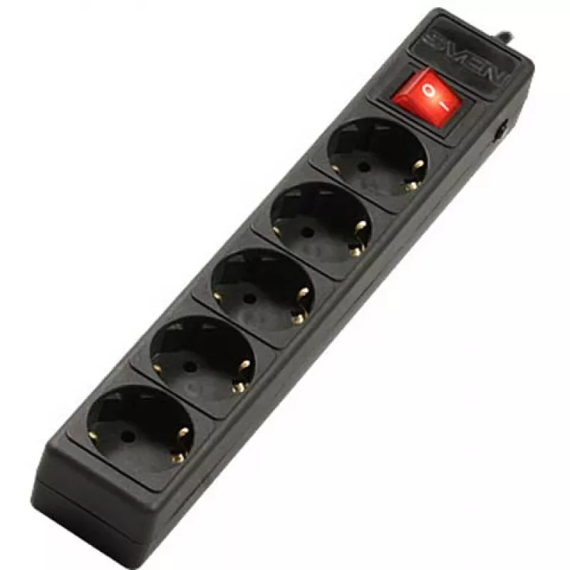 Prelungitor cu protectie SVEN Optima Base Black, 5 Sockets,  1.8m