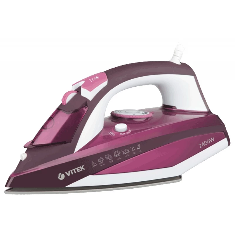 Fier de calcat VITEK VT-1215, 2400 W, 35 g/min, 140 g/min, 320 ml, Talpa Ceramic UltraCare, Bordo, Alb