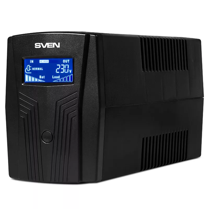 UPS SVEN PRO 650, 390W, Line Interactive, AVR, LCD, USB, 2xShuko Sockets