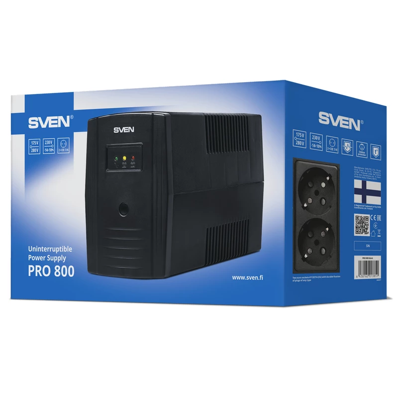 ИБП SVEN PRO, 480W, Line Interactive, AVR, LCD, USB, 2xShuko Sockets