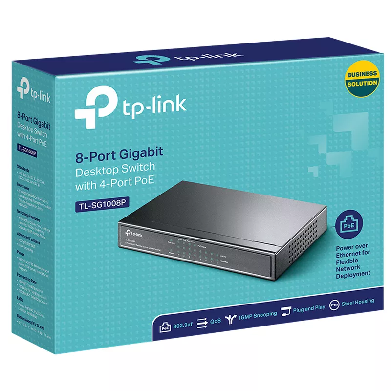 Коммутатор сетевой TP-LINK TL-SG1008P, 10,  100,  1000Mbps