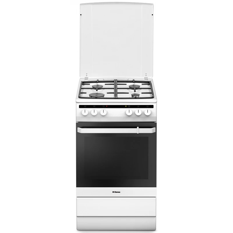 Комбинированная плита HANSA FCMW58020, 62 л,  4 конфорки,  Электроподжиг,  Гриль,  50 см,  Белый, Черный